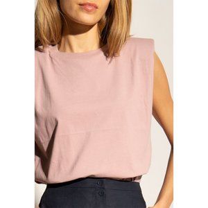 NEW All Saints Coni Tank Shoulder Pad Crewneck Sleeveless Morning Mauve Medium
